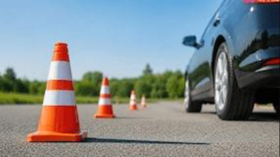 defensive driving course with cones